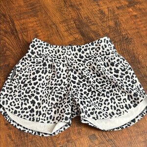 Women’s Athletic Shorts - Black & White Leopard Print